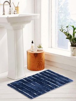 Nautica - Ultra Soft Fluffy Anti Slip Bath Mat Stripe-Navy
