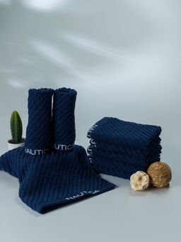 Nautica - Fluffy Zero Twist Pure Cotton Towel, Set of 8 Face Towels Solid-Navy