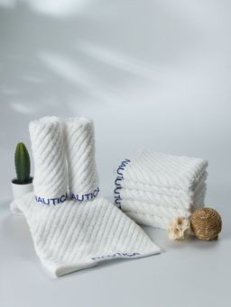 Nautica - Fluffy Zero Twist Pure Cotton Towel, Set of 8 Face Towels Solid-White