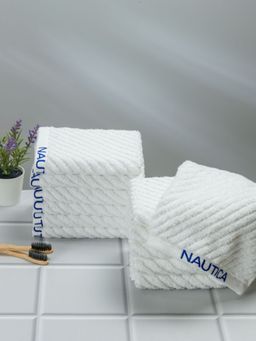 Nautica - Fluffy Zero Twist Pure Cotton Towel, Set of 12 Face Towels Solid-White