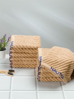 Nautica - Fluffy Zero Twist Pure Cotton Towel, Set of 12 Face Towels Solid-Wheat