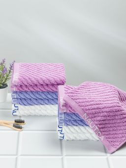 Nautica - Twist Pure Cotton Towel, Set of 12 Face Towels Solid-Lilac-Grapemist-White