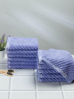 Nautica - Fluffy Zero Twist Pure Cotton Towel, Set of 12 Face Towels Solid-Grapemist