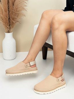 Truffle Collection - Beige Solid Sandals