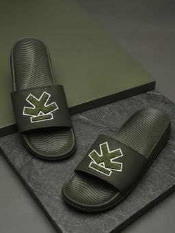 WROGN - Men Moss Trail Olive Sliders