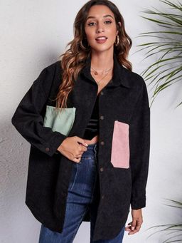 Oh Rare - Womens Black Opaque Oversized Fit Solid Casual Shirt