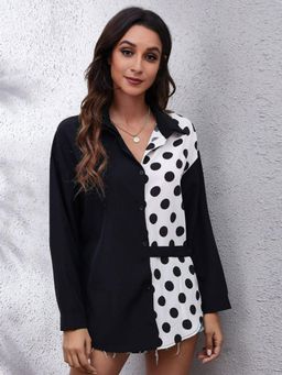 Oh Rare - Womens Black Opaque Printed Casual Shirt