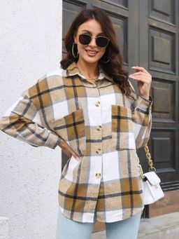 Oh Rare - Womens Khaki Tartan Checks Casual Shirt