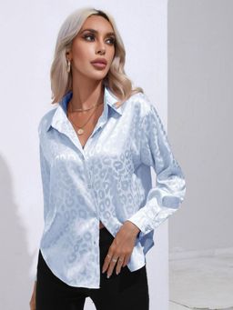 Oh Rare - Womens Blue Animal Printed Casual Shirt