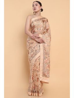 Soch - Women Peach Georgette Floral Saree