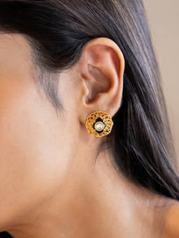 Shaya by CaratLane - 925 Silver Shaya by CaratLane Queen of Solutions Stud Earrings in Gold Plated