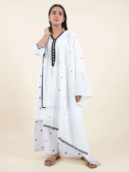 Zuri - White Embroidered Cotton Kurta with matching sharara and dupatta