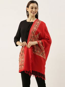 Pashmoda - Women Red Aari Embroidery Stole