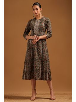Soch - Women Green Cotton Paisley Printed Sequined Dress