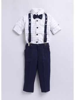 Little Collars - Blue Shirt and Pant with Bow Tie, Suspender (Set of 4)