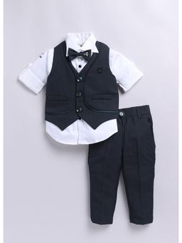 Little Collars - Green Waistcoat with Shirt, Bow Tie, Broach and Pant (Set of 5)