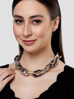 Karatcart - Women Multi-Color Tone Lightweight Big Flat Link Necklace