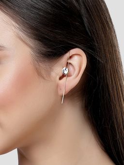 Karatcart - Women Gold Plated Crystal Studded Ear Cuffs