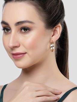 Karatcart - Women Gold Tone Designer Half Hoop Earrings