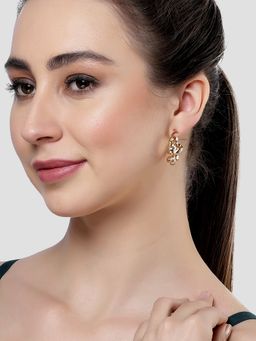 Karatcart - Women Gold Tone Twisted Half Hoop Earrings
