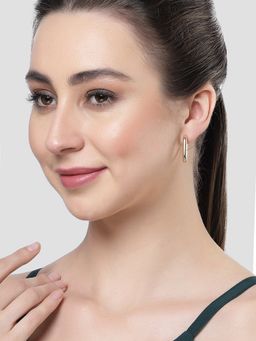 Karatcart - Women Gold Plated Square Shape Huggies Earrings