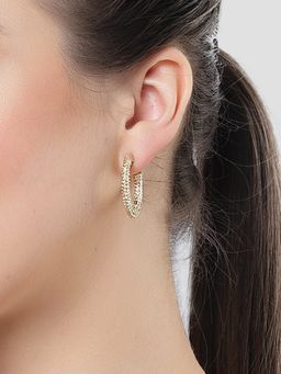 Karatcart - Women Gold Plated Asymmetric Hoop Earrings