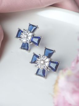 Johori - Elegant Royal Blue Sliver Plated Studs