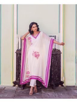 Missprint - Women Off White Floral Printed Kaftan with Pant