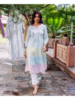 Missprint - Women Multi-Color Stripes Printed Kurta with Pant