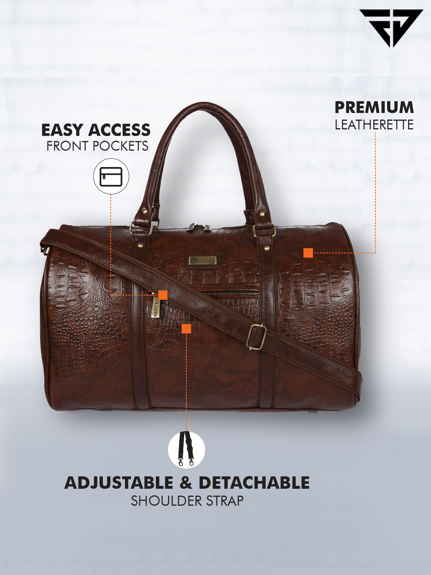 Buy Fur Jaden Brown Crocodile Textured Leatherette Weekender