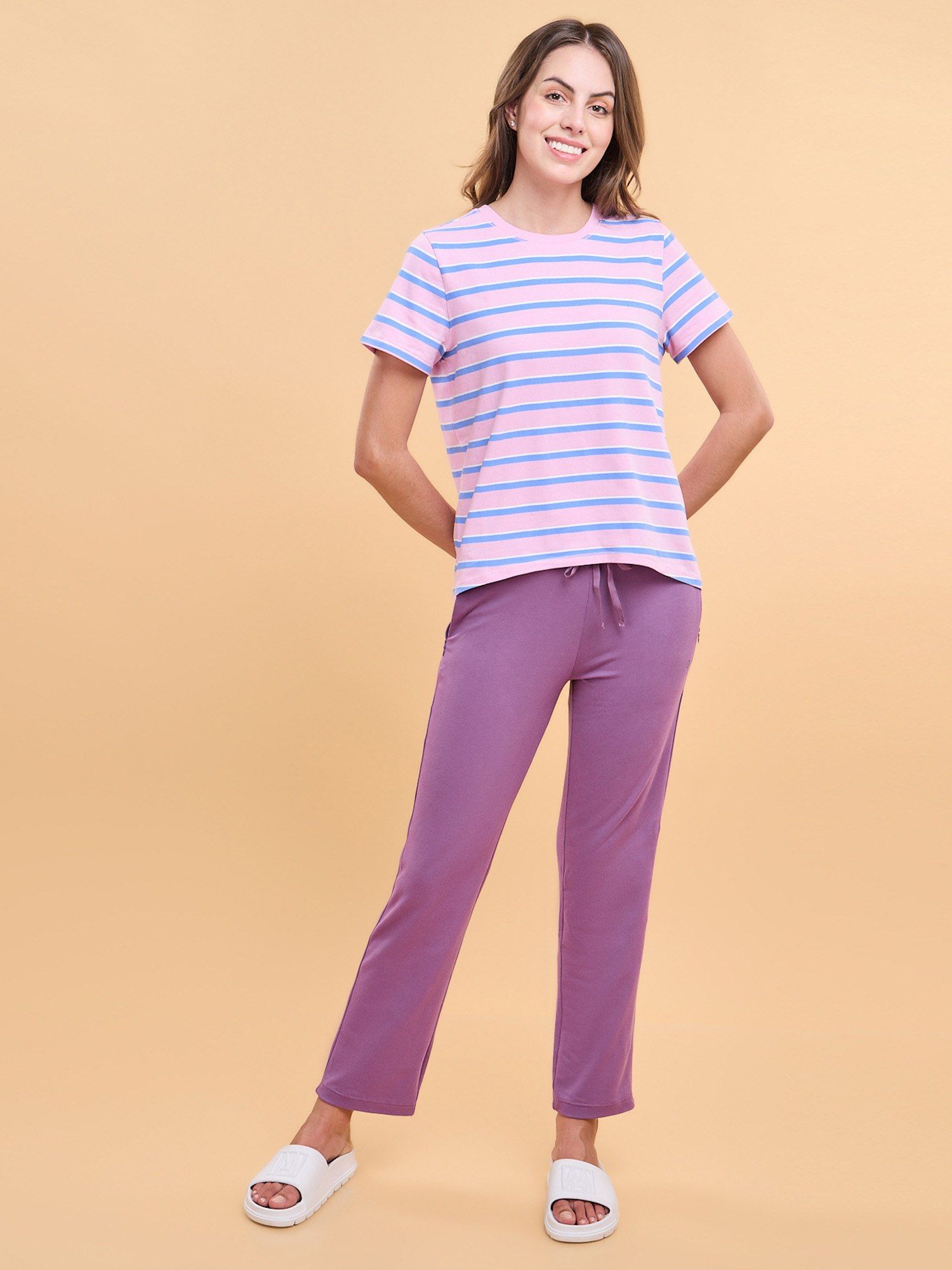 Buy Enamor Mid Rise Lounge Pants Regular Length Drawstring Slim