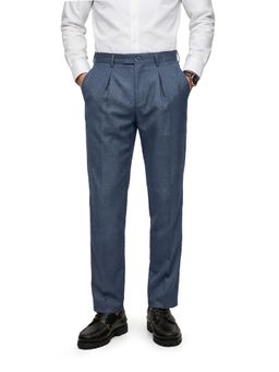 The Indian Garage Co - Men Blue Relaxed Fit Checked Mid-Rise Trouser