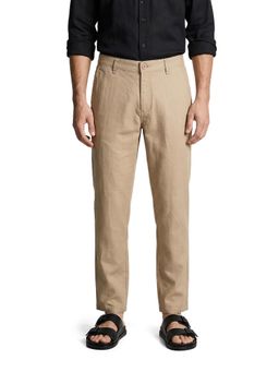 The Indian Garage Co - Men Beige Slim Fit Solid Mid-Rise Trouser