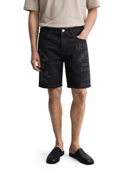 The Indian Garage Co - Men Black Regular Fit Printed Mid-Rise Denim Shorts
