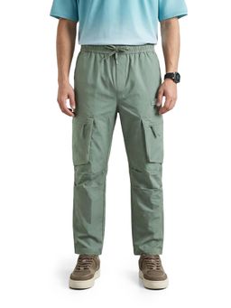 The Indian Garage Co - Men Green Relaxed Fit Solid Mid-Rise Cargo