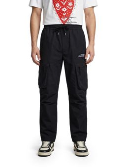 The Indian Garage Co - Men Black Relaxed Fit Solid Mid-Rise Cargo