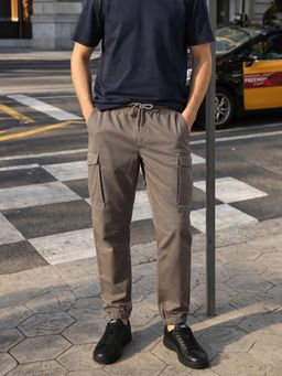 The Indian Garage Co - Men Brown Regular Fit Solid Mid-Rise Cargo