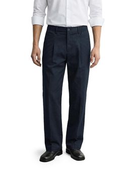 The Indian Garage Co - Men Navy Blue Relaxed Fit Solid Mid-Rise Trouser