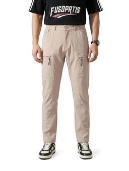 The Indian Garage Co - Men Beige Straight Fit Solid Mid-Rise Cargo