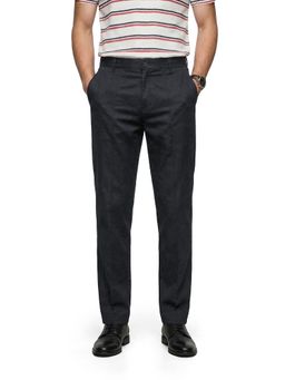 The Indian Garage Co - Men Black Relaxed Fit Solid Mid-Rise Trouser