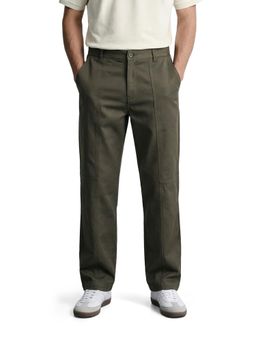 The Indian Garage Co - Men Olive Relaxed Fit Solid Mid-Rise Trouser