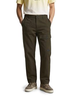 The Indian Garage Co - Men Olive Relaxed Fit Solid Mid-Rise Trouser