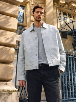 The Indian Garage Co - Men Boxy Fit Embroidered Round Neck Full Sleeves Jacket