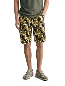 The Indian Garage Co - Men Green Regular Fit Camouflaged Mid-Rise Shorts
