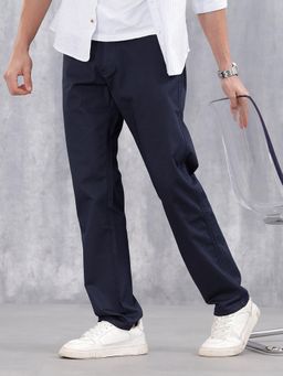 WROGN - Men's Casual Straight Fit Trouser - Navy Blue