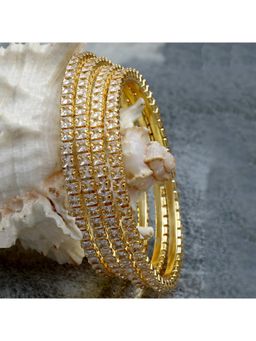 Karatcart - (Set Of 4) Gold Plated American Diamond Studded Bangles for Women