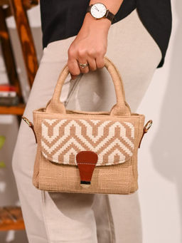 Visual Echoes - Boho Chic Sling Handbag - Creamy Beige