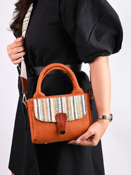 Visual Echoes - Boho Chic Sling Handbag - Rust Rush