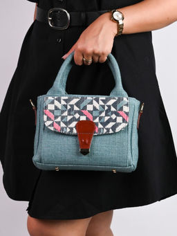 Visual Echoes - Boho Chic Sling Handbag - Teal Trail