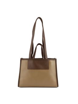 London Rag - Camel Wavy Patch Color Block Tote Bag